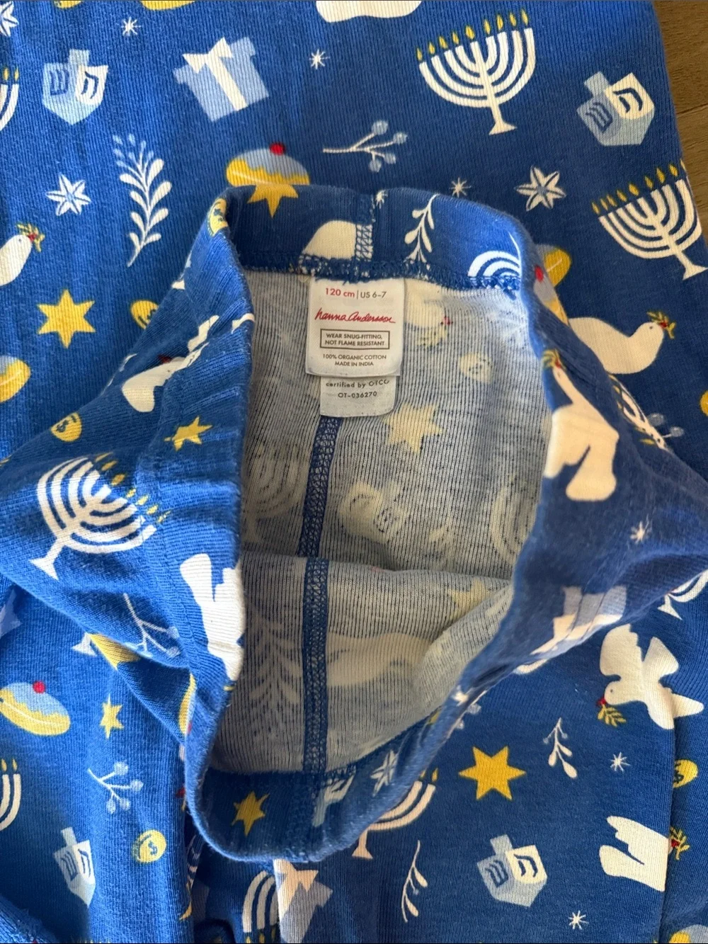 Hanna Andersson Blue Holiday Menorah & Dove Pajama Set